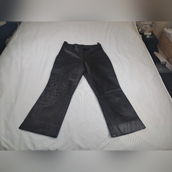 Leather Limited Black Cropped 100% Leather Soft Womens Pants Size 6 - Picture 14 of 15